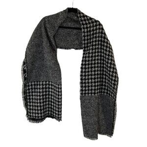 Michael by Michael Kors Blanket Scarf B&W Patchwork Plaid & Herringbone OS
